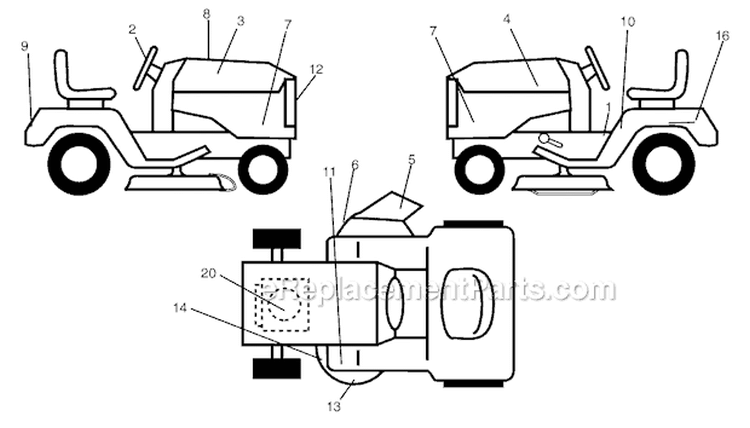 Page G Diagram and Parts List for WE165T42A  Weed Eater Lawn Tractor